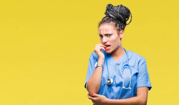 Junge Geflochtene Haare Afrikanisch Amerikanische Mädchen Professionellen Chirurgen Über Isolierten — Stockfoto