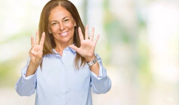 Schöne Erwachsene Frau Mittleren Alters Mit Isoliertem Hintergrund Die Mit — Stockfoto