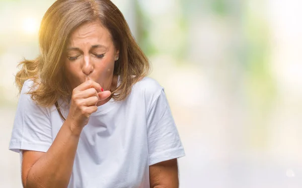 Ältere Hispanische Frauen Mittleren Alters Mit Isoliertem Hintergrund Fühlen Sich — Stockfoto