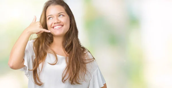 Junge Schöne Brünette Geschäftsfrau Mit Isoliertem Hintergrund Lächelt Und Macht — Stockfoto