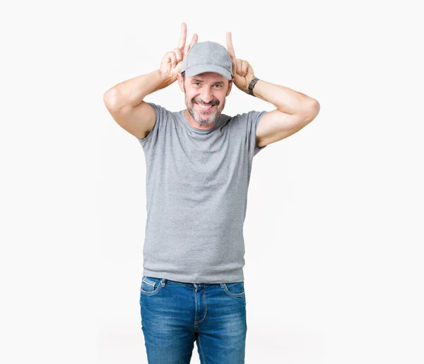 Guapo Mediana Edad Hoary Hombre Mayor Con Gorra Deportiva Sobre — Foto de Stock