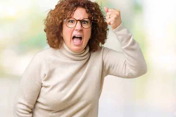 Beautiful Middle Ager Senior Woman Wearing Turtleneck Sweater Glasses Isolated — Stock Photo, Image