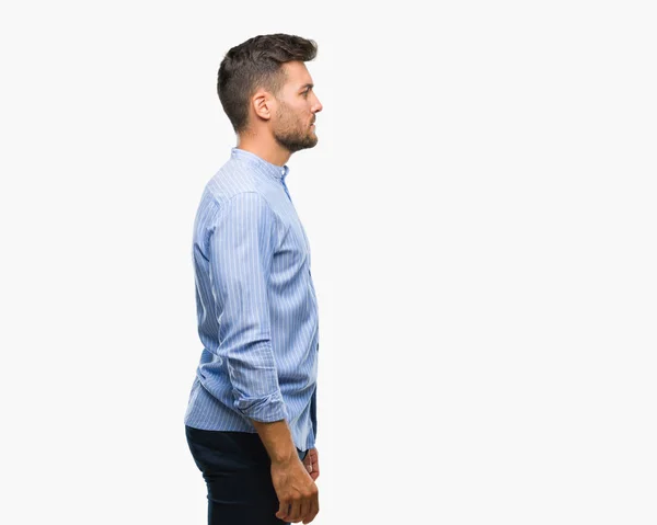 Young Handsome Man Isolated Background Looking Side Relax Profile Pose — Stock Photo, Image