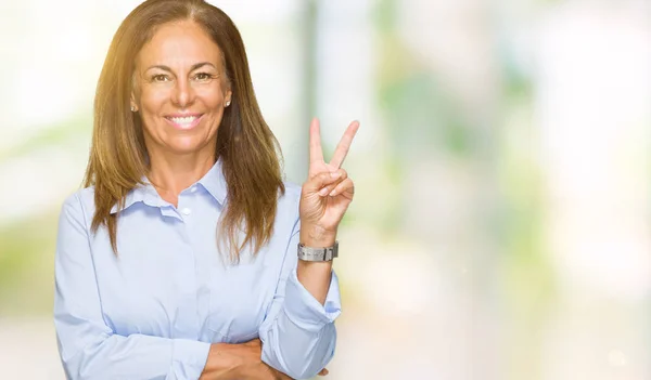 Schöne Erwachsene Frau Mittleren Alters Über Isoliertem Hintergrund Lächelnd Mit — Stockfoto