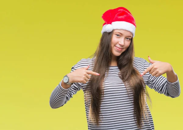 Unga Vackra Kaukasiska Kvinna Som Bär Jul Hatt Över Isolerade — Stockfoto