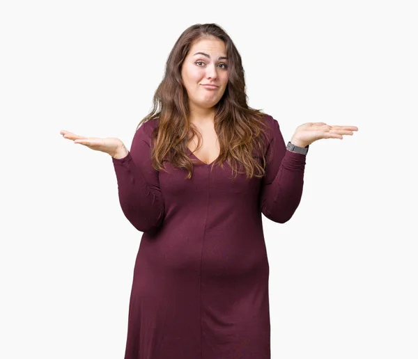 Krásná Přitažlivá Velikosti Mladá Žena Nosí Šaty Nad Samostatný Pozadí — Stock fotografie