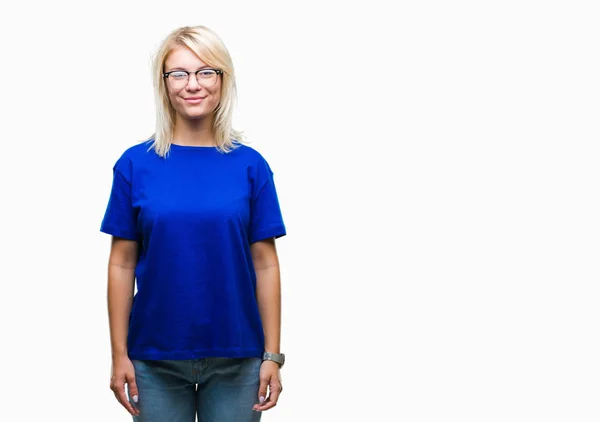 Young Beautiful Blonde Woman Wearing Glasses Isolated Background Happy Cool — Stock Photo, Image