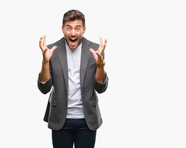 Young Handsome Business Man Isolated Background Celebrating Crazy Amazed Success — Stock Photo, Image