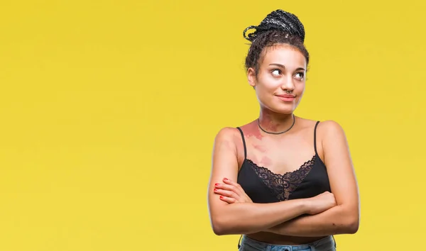 Cabello Trenzado Joven Afroamericano Con Mancha Pigmentación Marca Nacimiento Sobre —  Fotos de Stock