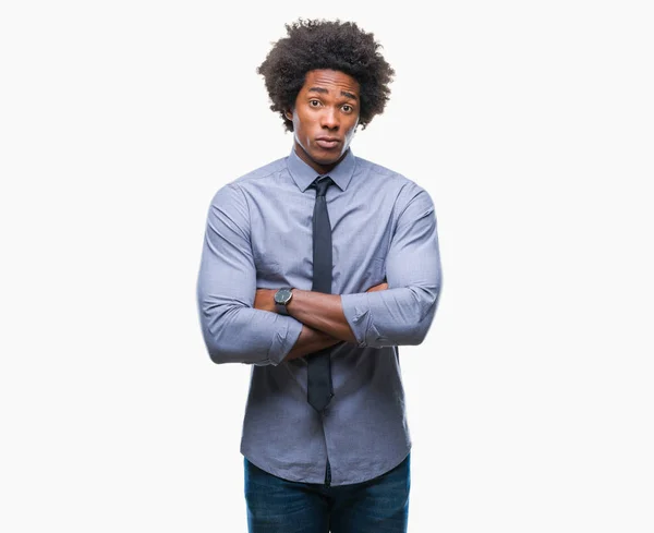 Afro Amerikalı Adamı Izole Arka Plan Şüpheci Sinir Onaylamayan Ifade — Stok fotoğraf