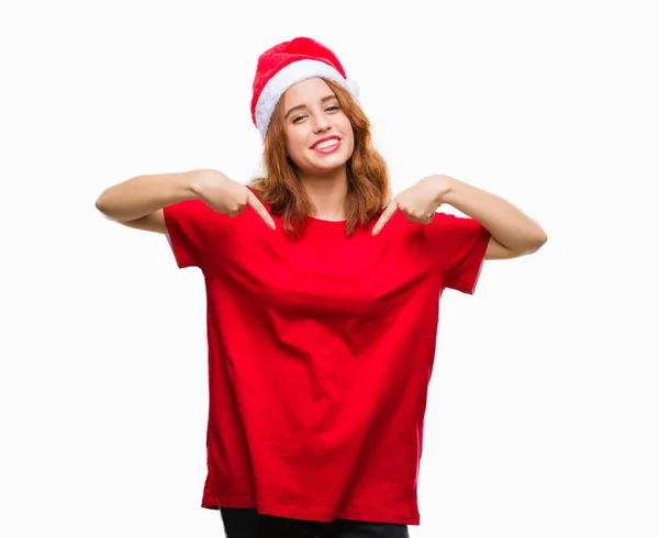 Young Beautiful Woman Isolated Background Wearing Christmas Hat Looking Confident — Stock Photo, Image