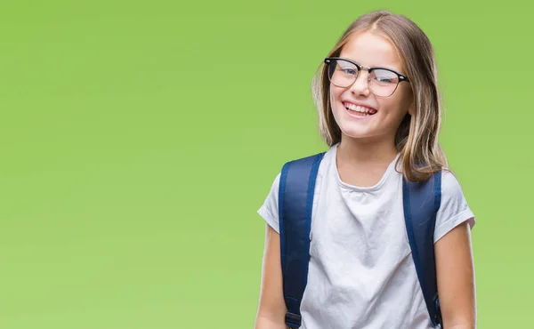 Joven Hermosa Chica Estudiante Inteligente Con Mochila Sobre Fondo Aislado — Foto de Stock