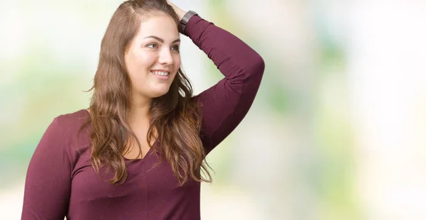 Schöne Und Attraktive Size Junge Frau Trägt Ein Kleid Über — Stockfoto