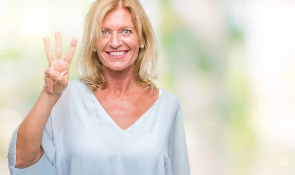 Blonde Geschäftsfrau Mittleren Alters Mit Isoliertem Hintergrund Die Mit Finger — Stockfoto