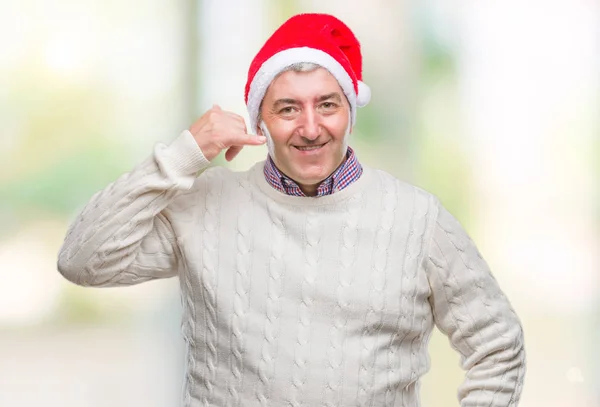 Hombre Mayor Guapo Con Sombrero Navidad Sobre Fondo Aislado Sonriendo — Foto de Stock