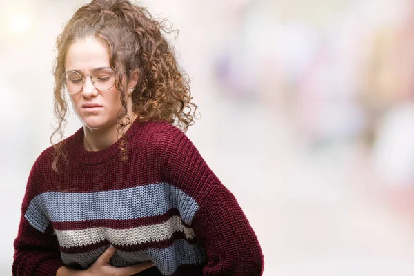 Hermosa Morena Pelo Rizado Joven Con Gafas Sobre Fondo Aislado — Foto de Stock