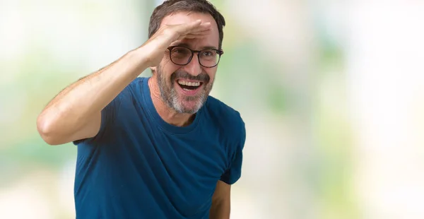 Handsome Middle Age Hoary Senior Man Wearin Glasses Isolated Background — Stock Photo, Image