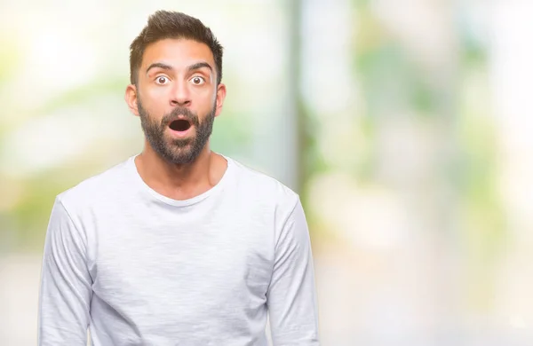 Adult Hispanic Man Isolated Background Afraid Shocked Surprise Expression Fear — Stock Photo, Image