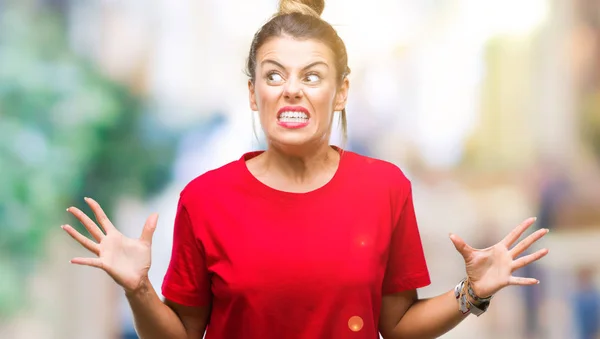 Young Beautiful Woman Isolated Background Crazy Mad Shouting Yelling Aggressive — Stock Photo, Image