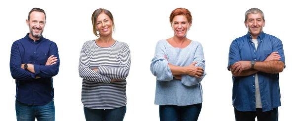 Collage Grupo Elegante Mediana Edad Personas Mayores Sobre Fondo Aislado —  Fotos de Stock