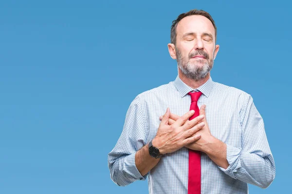 Mittelalter Hoary Senior Business Mann Mit Roter Krawatte Über Isoliertem — Stockfoto