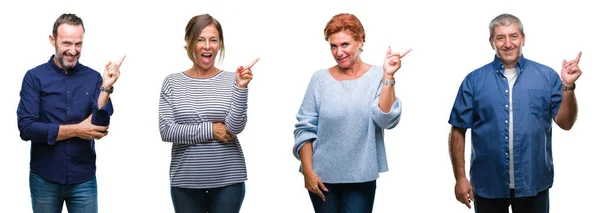 Collage Van Fractie Van Elegante Middelbare Leeftijd Senior Mensen Geïsoleerde — Stockfoto