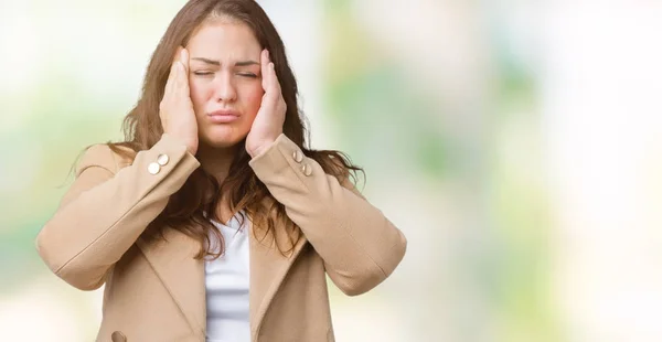 Bella Size Giovane Donna Che Indossa Cappotto Invernale Sfondo Isolato — Foto Stock