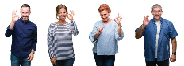 Collage Grupo Personas Elegantes Mediana Edad Personas Mayores Sobre Fondo — Foto de Stock