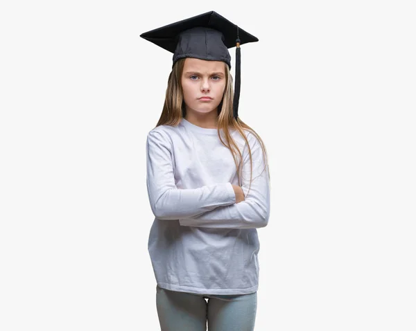 Young Beautiful Girl Wearing Graduate Cap Isolated Background Skeptic Nervous — Stock Photo, Image