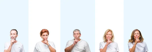 Collage Aus Gruppe Mittleren Alters Und Senioren Die Weißes Shirt — Stockfoto
