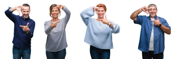 Collage Van Fractie Van Elegante Middelbare Leeftijd Senior Mensen Geïsoleerde — Stockfoto