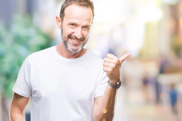 Homme Âgé Moyen Âge Portant Shirt Blanc Sur Fond Isolé — Photo