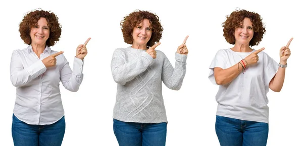 Collage Mezza Età Anziana Donna Affari Indossa Shirt Bianca Sfondo — Foto Stock