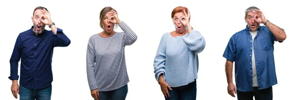 Collage Einer Gruppe Eleganter Menschen Mittleren Alters Und Älterer Menschen — Stockfoto