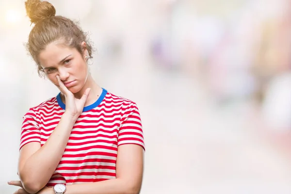 Vackra Brunett Lockigt Hår Ung Flicka Klädd Avslappnad Look Över — Stockfoto