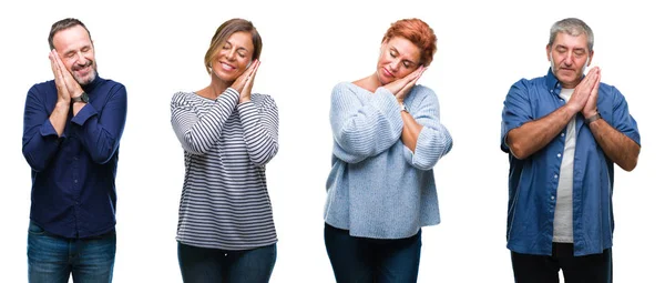 Collage Gruppen Eleganta Medelålders Och Äldre Personer Över Isolerade Bakgrund — Stockfoto