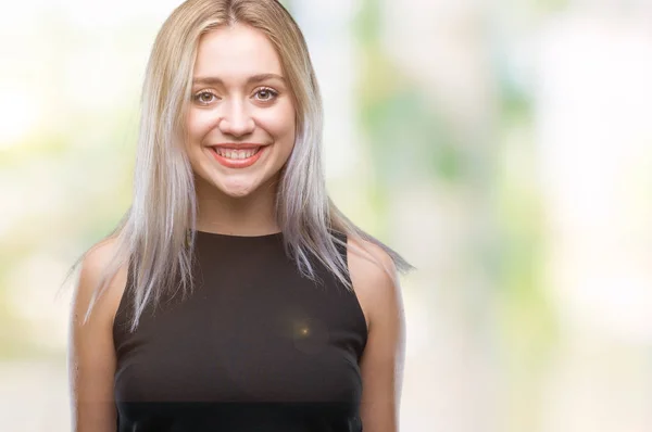 Mujer Rubia Joven Sobre Fondo Aislado Con Una Sonrisa Feliz —  Fotos de Stock