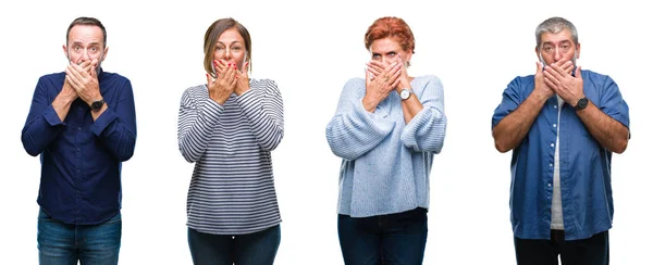 Collage Grupo Personas Elegantes Mediana Edad Personas Mayores Sobre Fondo — Foto de Stock