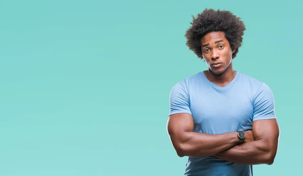 Hombre Afroamericano Sobre Fondo Aislado Escéptico Nervioso Desaprobando Expresión Cara —  Fotos de Stock