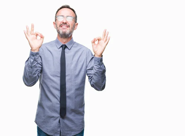 Edad Media Hoary Hombre Negocios Senior Con Gafas Sobre Fondo — Foto de Stock