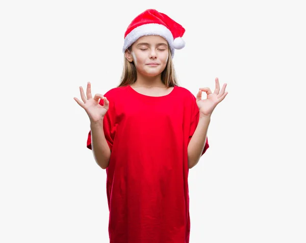 Joven Chica Hermosa Con Sombrero Navidad Sobre Fondo Aislado Relajarse — Foto de Stock