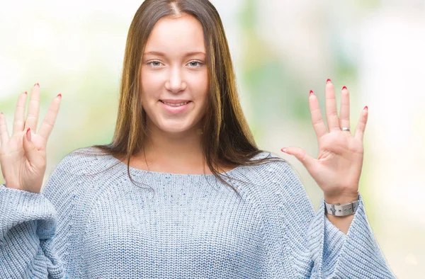 Joven Hermosa Mujer Caucásica Con Suéter Invierno Sobre Fondo Aislado — Foto de Stock