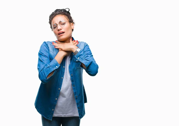 Junge Geflochtene Haare Afrikanisch Amerikanische Mädchen Mit Brille Über Isoliertem — Stockfoto