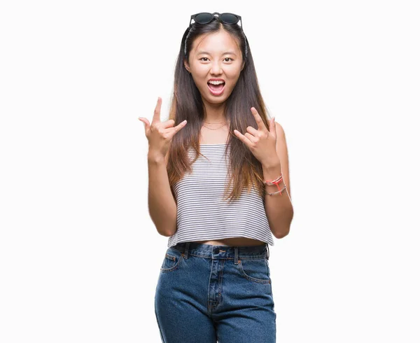 아시아 손으로 상징을 표정으로 선글라스를 스타입니다 무거운 — 스톡 사진