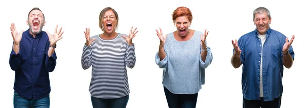 Collage Gruppen Eleganta Medelåldern Och Seniora Personer Över Isolerade Bakgrund — Stockfoto