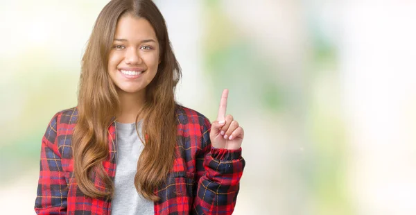 Jeune Belle Femme Brune Portant Une Veste Sur Fond Isolé — Photo