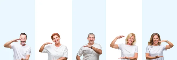 Kolaj Grup Orta Yaş Üst Düzey Insanlar Üzerinde Beyaz Shirt — Stok fotoğraf