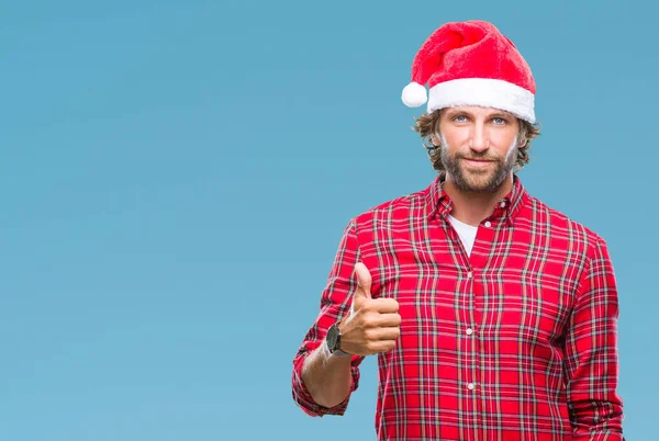 Handsome Hispanic Man Model Wearing Santa Claus Christmas Isolated Background — Stock Photo, Image