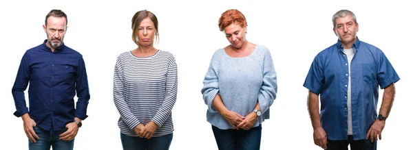 Collage Grupo Personas Elegantes Mediana Edad Personas Mayores Sobre Fondo —  Fotos de Stock