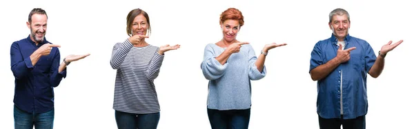 Collage Grupo Elegantes Personas Mediana Edad Personas Mayores Sobre Fondo — Foto de Stock